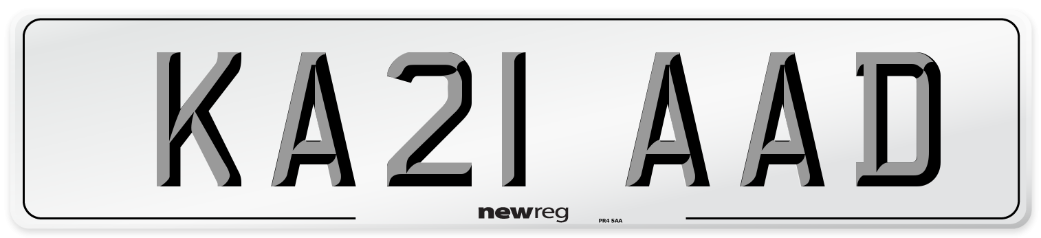 KA21 AAD Number Plate from New Reg